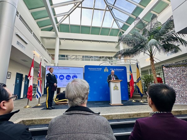 Superintendent Julie Drotar, Acting Officer in Charge of Richmond RCMP, and MADD Metro Vancouver representative Bob Rorison