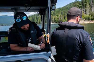 Coquitlam RCMP Rural team enforcing water safety regulations.